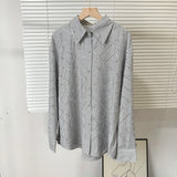 Fongt Women's Dress French Elegant Hot Diamond Diamond Diamond Linge Casual Thin Long-Sleeved Collar Shirt Shirt