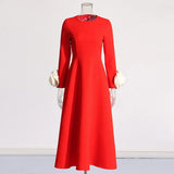 Spring 2025 New Fashion Temperament Round Collar Three-Dimensional Rose Splicing Design Long Sleeve Slim Slimming