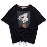 Neck Short Sleeve Loose Harajuku Avatar Print Chic Women's T-shirt Summer Korean Version 95% Cotton Stretch Female