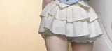 Sailor Collar Bow Slim Fit Blue Jk Tops Women+ Y2k E-Girl High Waist Ruched Cake Skirts Summer New Two Piece Sets-Outfit