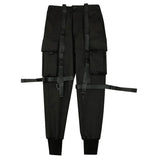 Function Wind Tactics Multi-Pocket Ribbon Parachute Military Uniform Street Tide Brand Harlan Pants-Outfit