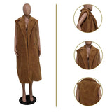Fongt New Women's Casual Pure Color Plush Sleeveless Long Cardigan Jacket-Outfit