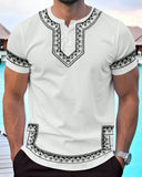 Fongt Men's Summer Casual Short-Sleeved Digital Prints Flower Curved Hem T-Shirt