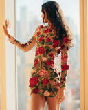 Fongt Fashion Half-High-Necked Lace Embroidered Sexy Buffet Dress Dress