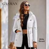2022 Women's trench Coat Windproof jacket for Women Casual parkas Mid-Length Hooded Design Female Cotton Clothing