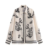 Fongt Spring And Summer New Women's Shirt Fashion Temperament Design Sense Thin Positioning Printing Set