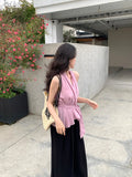 Fongt Xixi 2025 Summer New Korean Version Of The Temperament With Chiffon Sleeveless Shirt Women's Top 89365