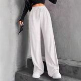 Fongt Hanging Mop High-Waisted Trousers Loose Temperament Straight Women's Niche Design Solid Color Trousers