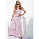 Fongt New Small Floral Print Fresh And Sweet Wrapped Dress-1392-Outfit