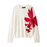 Fongt Women's New 2025 Golden Saddled Flower Collidered T-Wedley Sweater