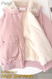 And Winter Plus Velvet Liner Candy-colored Tooling Women's Loose Coat Collar Wool Collar Imitation Lamb Student