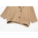Fongt Autumn New Women's Wear Collar Single Buckle Buckle Bat Long-Sleeved Pocket Coat Coat