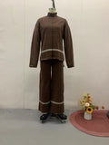 Fongt 2025 New Solid Color Casual Blouse Loose Comfortable Design Micro-Thorn Trousers Set Woman