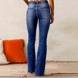 Fongt 2025 New Retro Elastic Jeans Women's Water Wash Trousers Women