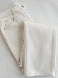 Fongt Of The Super Advanced Rice White Straight Leg Jeans Female High Waist Small Nine Points Cigarette Pipe Pants And Velvet And Thick-Outfit