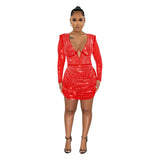 Fashion Women's Solid Color Net Gauze Hot Diamond Temperament Short Dress Dress-Outfit