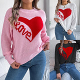 Fongt Shooting Autumn And Winter Casual Valentine's Day Love Love LOVE Long-Sleeved Jacket Sweater Women's Clothing
