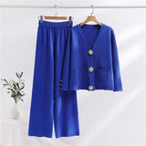Fongt Small Fragrant Wind Two Sets Of Women's Autumn And Winter Knitted Jersey Jacket Sweater Casual Trousers