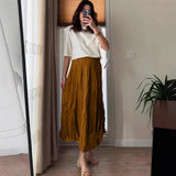 Fongt Spring And Autumn New 100 Folded Wrinkles Skirt Hot Soft Half Dress In Wind