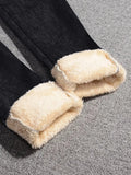 Pencil Jeans Women Thicken Lamb Fluff Skinny Denim Pants High Waist Warm Lambwool Lined Stretch Vaqueros Big Size 34