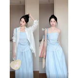 Fongt Temperament Lazy Style A Set Of Thin Shirt Folds Design Smear Tsets Women's Boobs Half-Dress Women's Suit