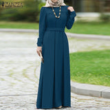 Women Casual Long Sleeve Solid Maxi Long Dress Vestido Autumn Loose Sundress S- Kaftan Abaya Dubai Hijab Muslim