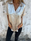 Fongt Summer New Casual Loose Hot Short-Sleeved Collar Shirt For Women