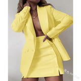 Size 5XL 2 Piece Set Women Streetwear Candy Colors Basic Blazer Sets Coat + Shirts Slim Office Suit Jacket Women