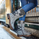 Boots Women Basic Women Mid-Calf Boots Round Toe Zip Platform Decor Female Shoes Warm Lace Up Boots