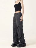 Fongt Cargo Pants Female 2024 Spring / Summer Design Sense Small Loose Versatile Straight Wide Leg Casual Pants-Outfit