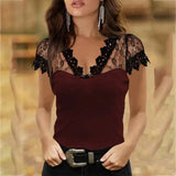 V-neck Lace Short Sleeve