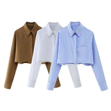 Fongt Women's Long-Sleeved Pocket Dress Short Shirt 5421