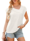 Fongt Women's Summer Slanted Fashion Leisure Short Sleeve Fashion Shirt T-Shirt