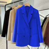 Fongt Suit Jacket Female Spring And Autumn Korean Version Of Loose Temperament Double Buckle Leisure Professional Raspberry Suit Top