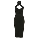 Fongt 2023 New Women's Fashion Sexy Neck Sleeveless Back Purse Buttock Dress-Outfit
