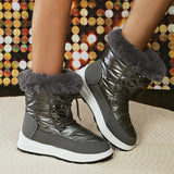 Women's Faux Fur Ankle Boots Chunky Platform Waterproof Snow Boots Women Silver Thick Plush Warm Winter Boots Shoes Woman 43-Outfit