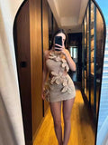 Fashion Hanging Neck Flowers Hollow Holiday Style Dress 2025 Summer