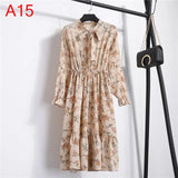 Floral Printed Chiffon Shirt Long Sleeve Bow Midi