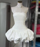Organ Press Folding Bubble Irregular Dress With Tective Tset Skirt Short Body Playful Cloud Flower