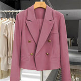 Fongt Jacket Female 2024 Coffee Color Autumn New Temperament Fried Street Short Short Casual Suit Woman-Outfit