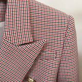 QUANLITY Newest 2023 Designer Jacket Women's Classic Metal Lion Buttons Double Breasted Slim Fitting Houndstooth