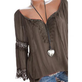 Hollow Lace Stitching Solid Long Sleeve