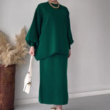 Fongt 2025 New Solid Color Loose Blouse Casual Lazy Skirt Set