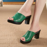 Fashion Women Sandals Comfortable Genuine Leather Thick Heels Women's Casual Shoes Summer Platform Sandal Plus Size