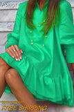 V Neck Long Sleeve Women Dress 2023 Casual Elegant Loose A-Line Party Dress Ladies Vintage Solid Beach Dresses