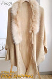 Collar Winter Shawls And Wraps Bohemian Fringe Oversized Womens Winter Ponchos And Capes Batwing Sleeve