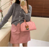 Spring And Autumn New Pure Color High-Grade Round Collar Hand-Made Three-Dimensional Bow Soft Waxy Knitted Cardigan Blouse-Outfit