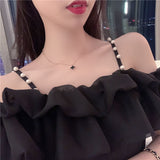 Women Solid Side-slit Leisure Spaghetti Strap Party Summer Stylish All-match Female Vestido Cozy Korean Style