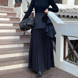 Fongt Skirt 2025 Autumn And Winter New Ocean Gas Folding Small High-End Rose Half-Body Skirt Women