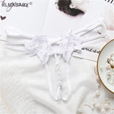 Hollow Out Hot Women Lingerie G-String Double Strap Pearl Massage Underwear Thong Solid Color Low Waist Temptation Panties
